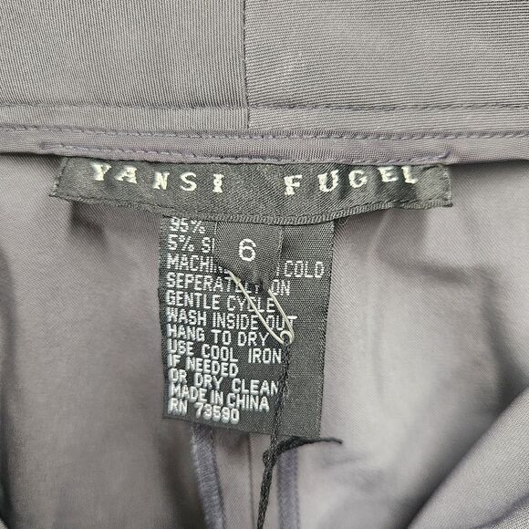 Yansi Fugel Gray Pants Size 6 Cuffed Work Slacks Flat Front Cropped - Picture 4 of 5